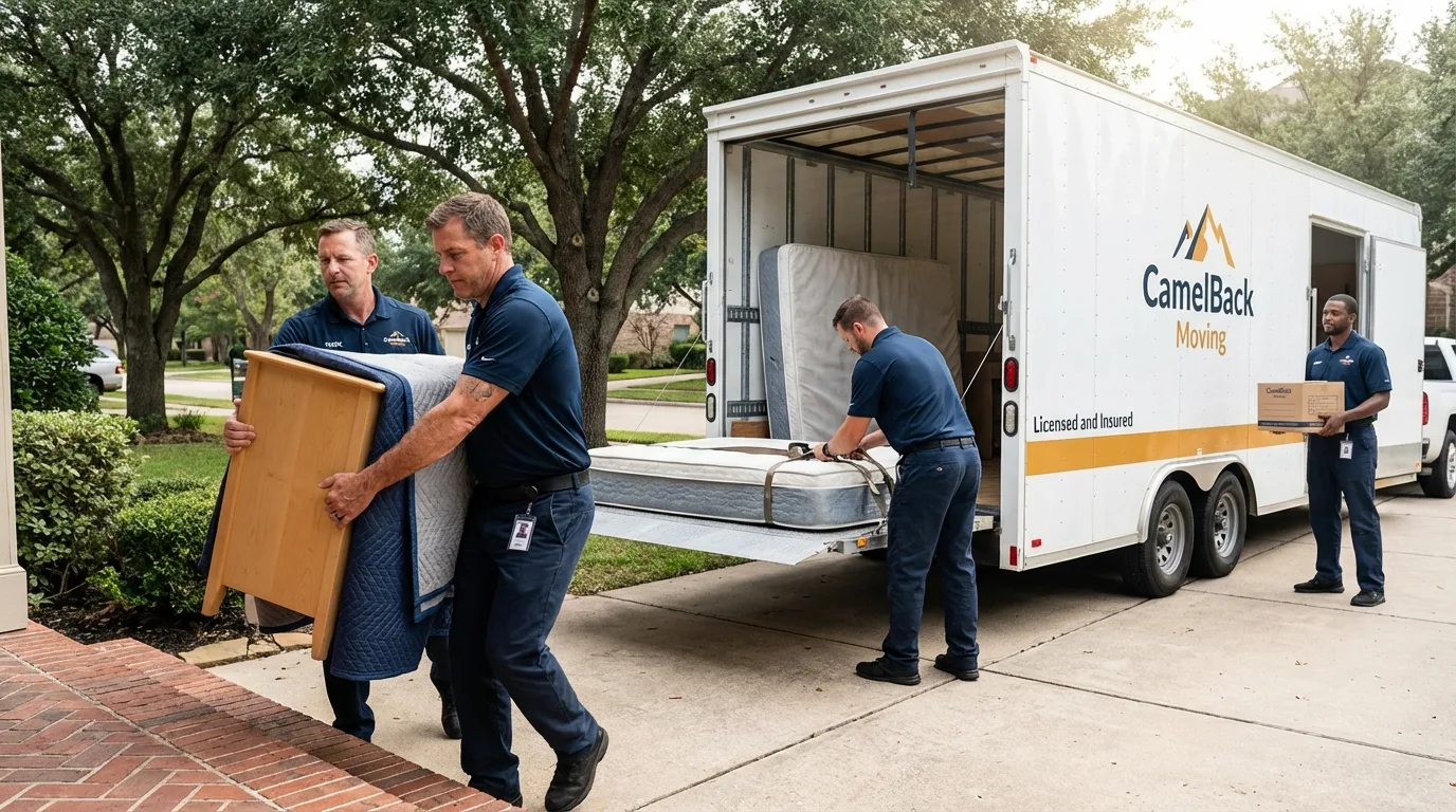 Crew loading residential truck for cross-state move from Glenwood Springs, CO