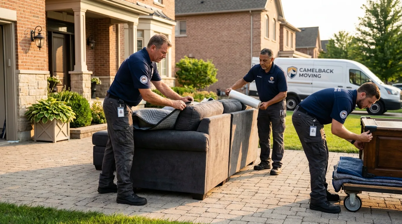 Large estate moving crew wrapping furniture in Glenwood Springs, CO