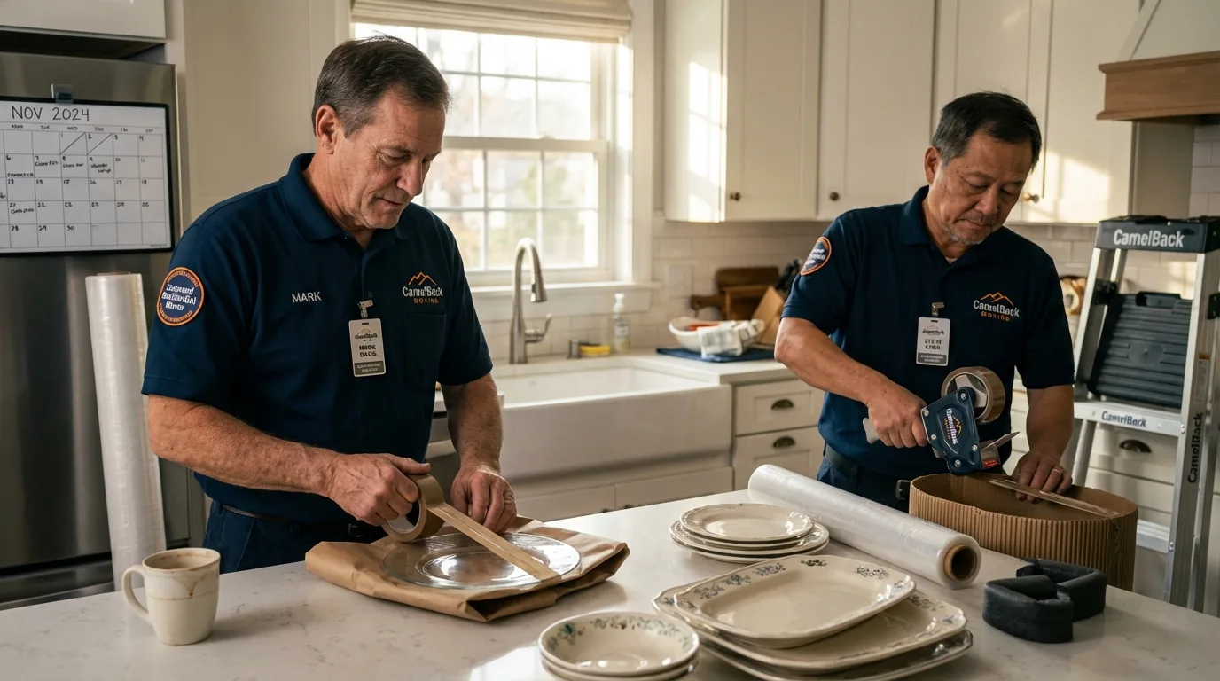 Professional crew packing kitchen dishware in Glenwood Springs, CO